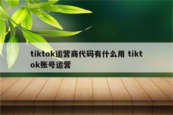 tiktok运营商代码有什么用 tiktok账号运营