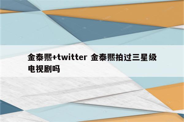 金泰熙+twitter 金泰熙拍过三星级电视剧吗