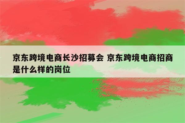 京东跨境电商长沙招募会 京东跨境电商招商是什么样的岗位