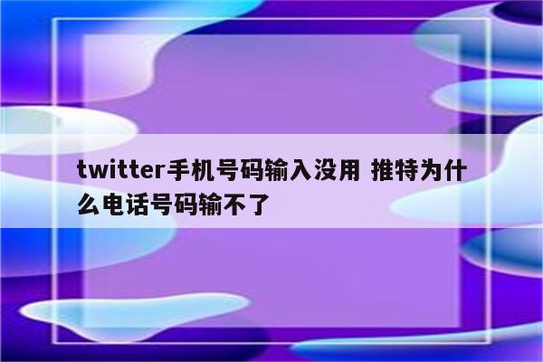 twitter手机号码输入没用 推特为什么电话号码输不了