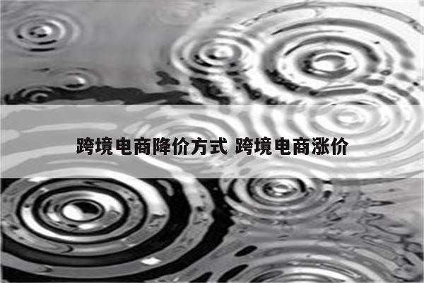 跨境电商降价方式 跨境电商涨价