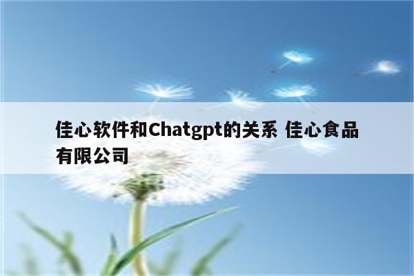 佳心软件和Chatgpt的关系 佳心食品有限公司
