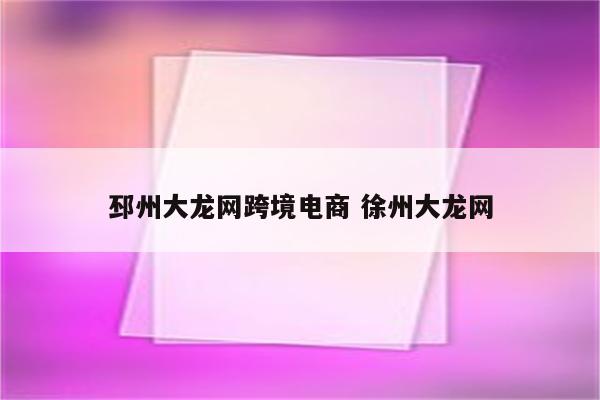 邳州大龙网跨境电商 徐州大龙网