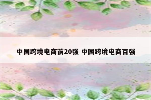 中国跨境电商前20强 中国跨境电商百强