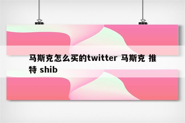 马斯克怎么买的twitter 马斯克 推特 shib
