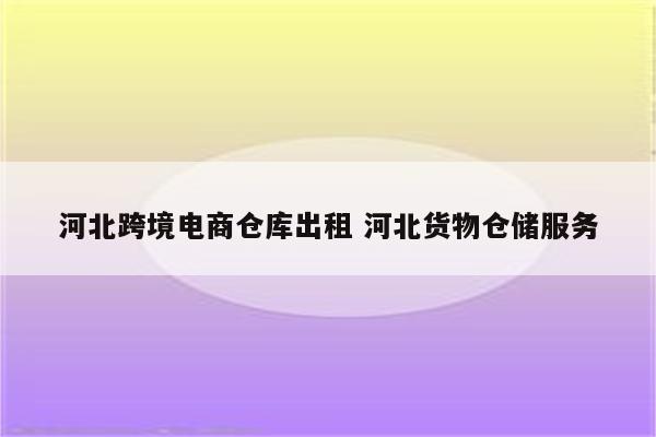 河北跨境电商仓库出租 河北货物仓储服务