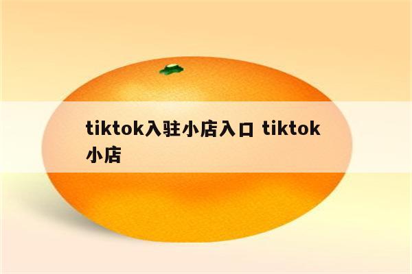 tiktok入驻小店入口 tiktok 小店