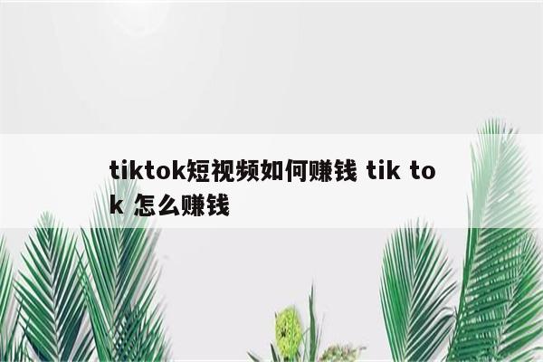 tiktok短视频如何赚钱 tik tok 怎么赚钱
