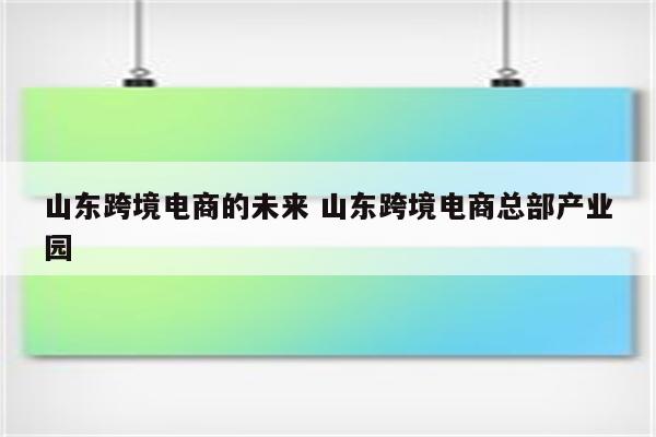 山东跨境电商的未来 山东跨境电商总部产业园