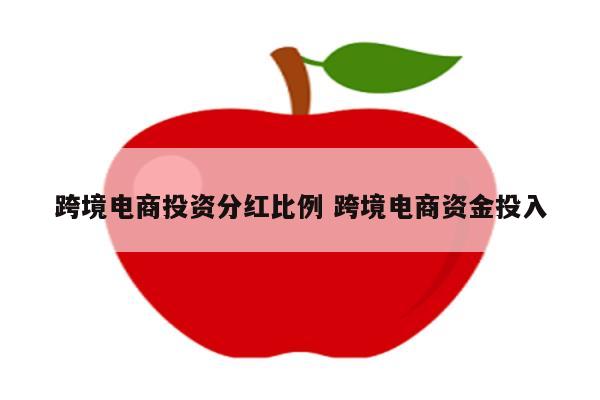 跨境电商投资分红比例 跨境电商资金投入