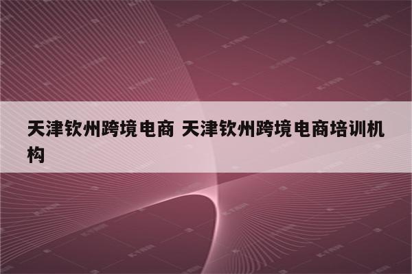 天津钦州跨境电商 天津钦州跨境电商培训机构