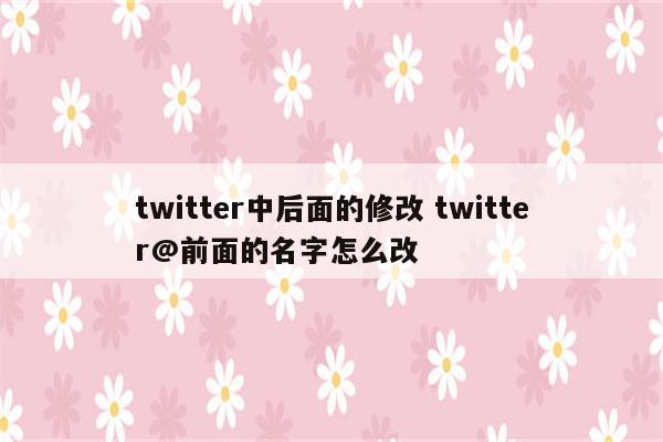 twitter中后面的修改 twitter@前面的名字怎么改