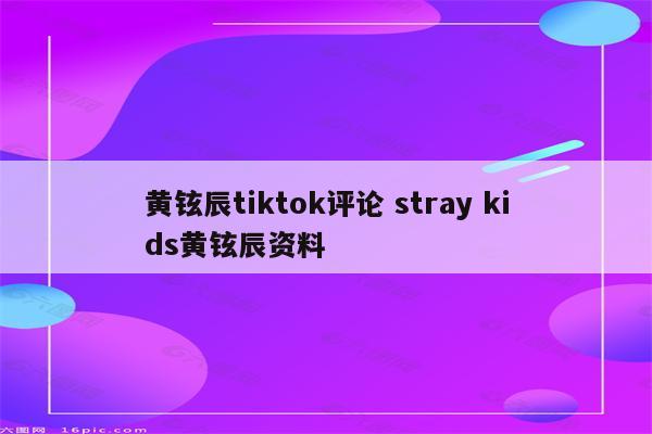 黄铉辰tiktok评论 stray kids黄铉辰资料