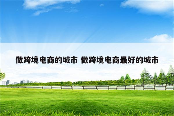 做跨境电商的城市 做跨境电商最好的城市
