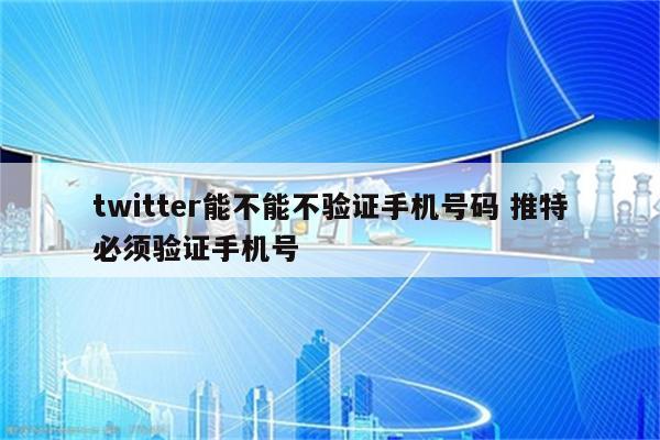 twitter能不能不验证手机号码 推特必须验证手机号