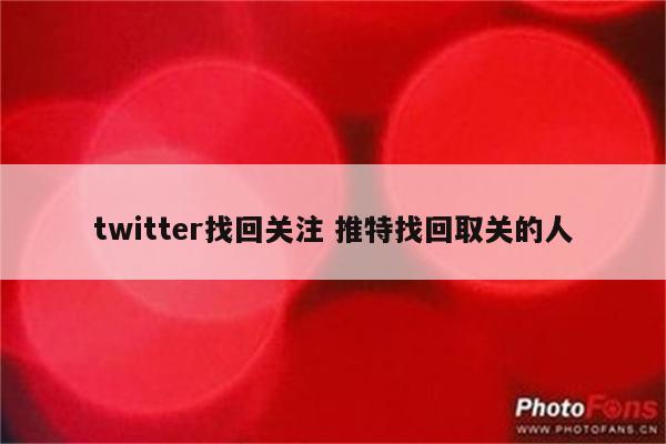 twitter找回关注 推特找回取关的人