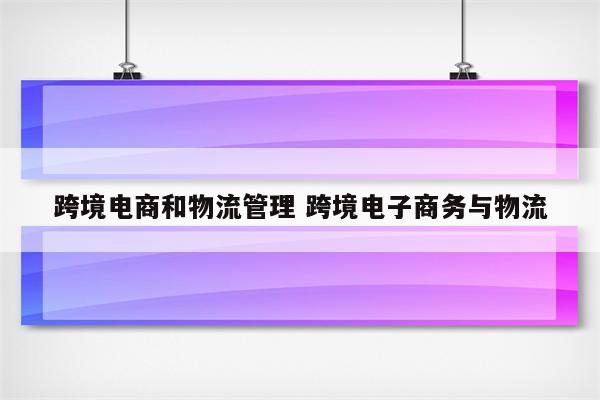 跨境电商和物流管理 跨境电子商务与物流