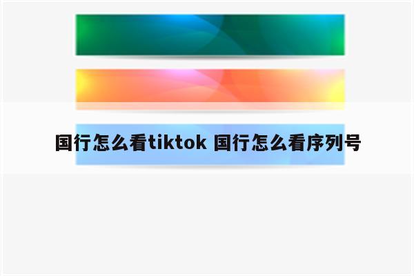 国行怎么看tiktok 国行怎么看序列号
