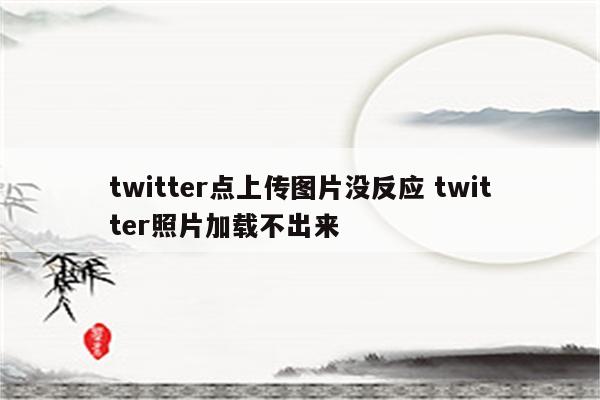 twitter点上传图片没反应 twitter照片加载不出来