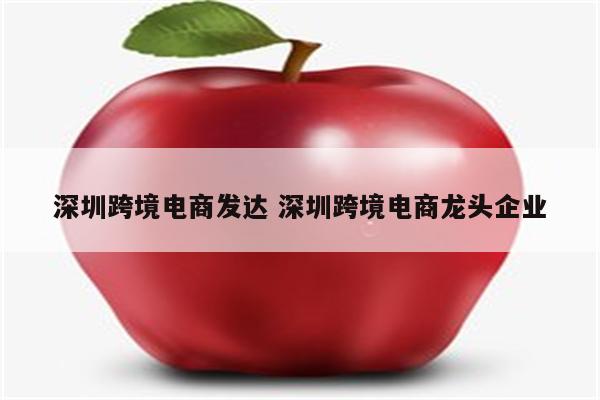 深圳跨境电商发达 深圳跨境电商龙头企业
