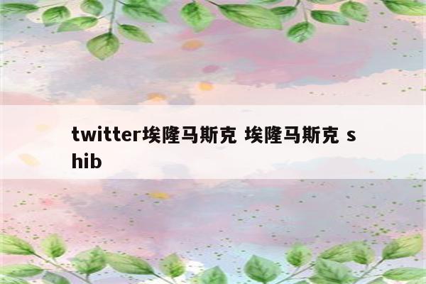 twitter埃隆马斯克 埃隆马斯克 shib