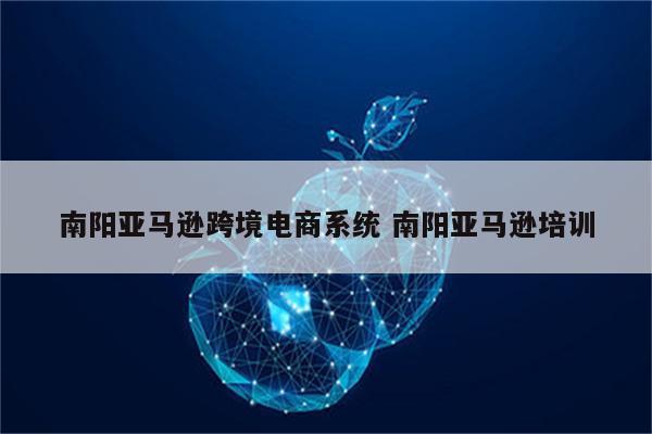 南阳亚马逊跨境电商系统 南阳亚马逊培训