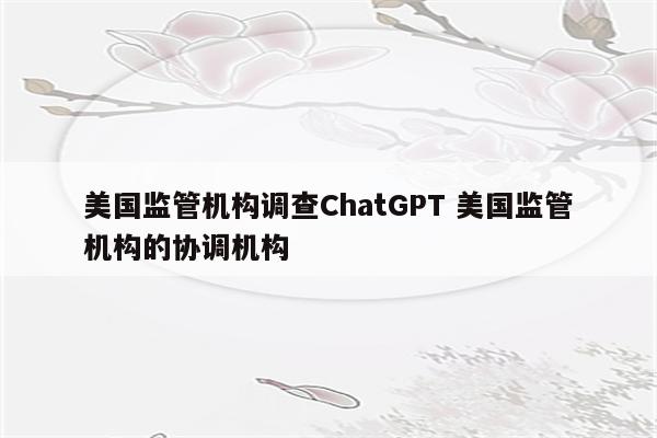 美国监管机构调查ChatGPT 美国监管机构的协调机构