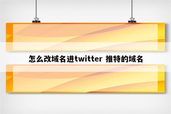 怎么改域名进twitter 推特的域名