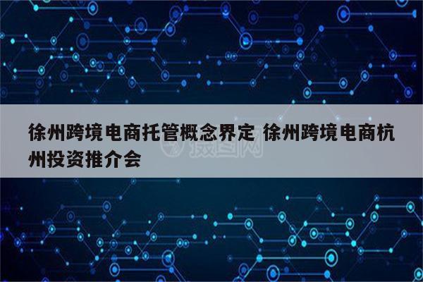 徐州跨境电商托管概念界定 徐州跨境电商杭州投资推介会