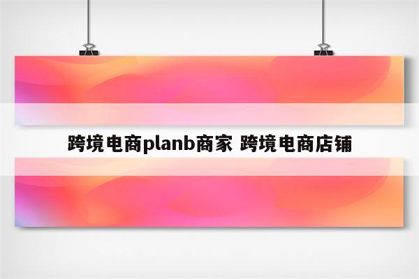 跨境电商planb商家 跨境电商店铺