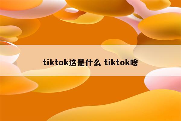 tiktok这是什么 tiktok啥