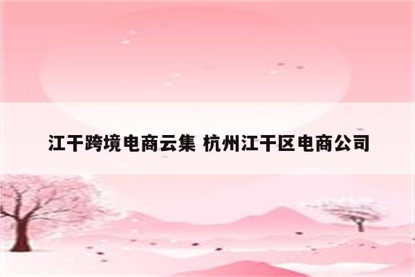 江干跨境电商云集 杭州江干区电商公司
