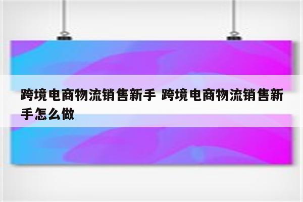 跨境电商物流销售新手 跨境电商物流销售新手怎么做