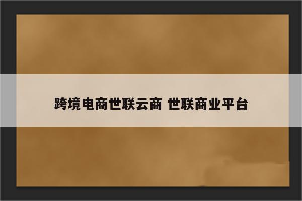 跨境电商世联云商 世联商业平台