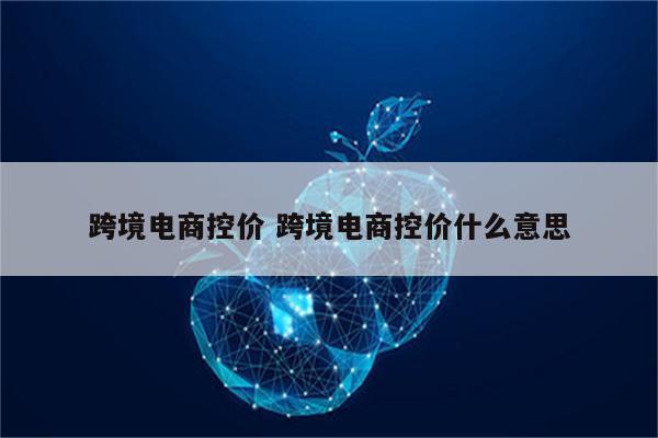 跨境电商控价 跨境电商控价什么意思