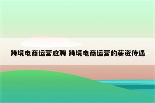 跨境电商运营应聘 跨境电商运营的薪资待遇