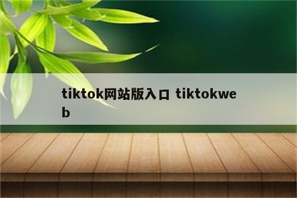 tiktok网站版入口 tiktokweb