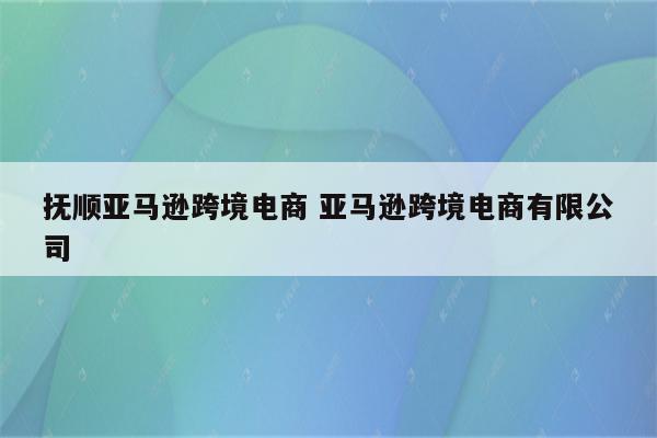 抚顺亚马逊跨境电商 亚马逊跨境电商有限公司