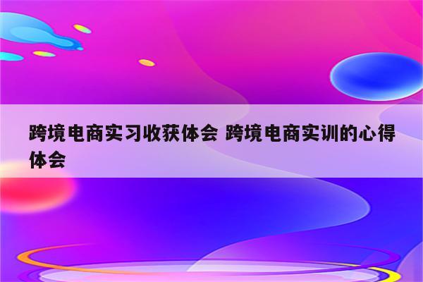 跨境电商实习收获体会 跨境电商实训的心得体会