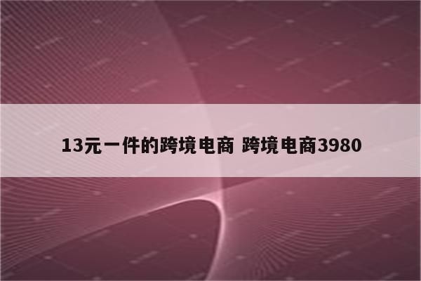 13元一件的跨境电商 跨境电商3980