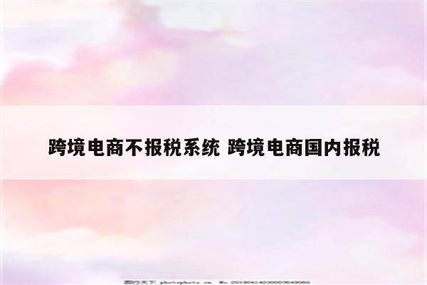 跨境电商不报税系统 跨境电商国内报税