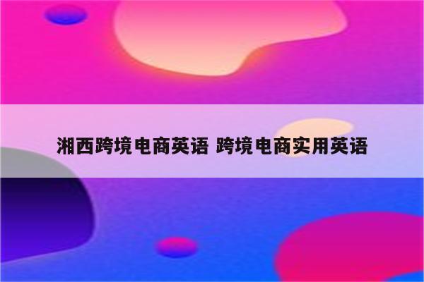 湘西跨境电商英语 跨境电商实用英语