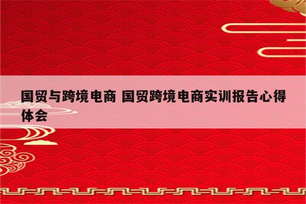 国贸与跨境电商 国贸跨境电商实训报告心得体会