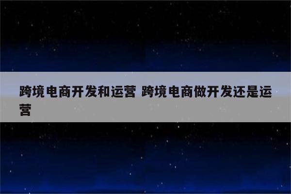 跨境电商开发和运营 跨境电商做开发还是运营