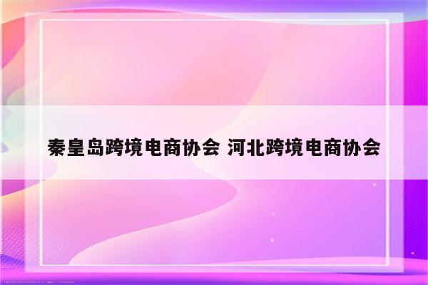 秦皇岛跨境电商协会 河北跨境电商协会