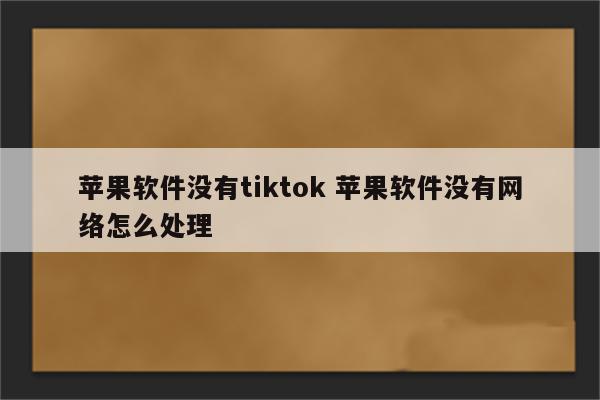 苹果软件没有tiktok 苹果软件没有网络怎么处理