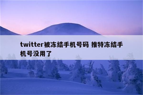 twitter被冻结手机号码 推特冻结手机号没用了