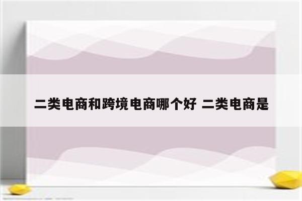 二类电商和跨境电商哪个好 二类电商是