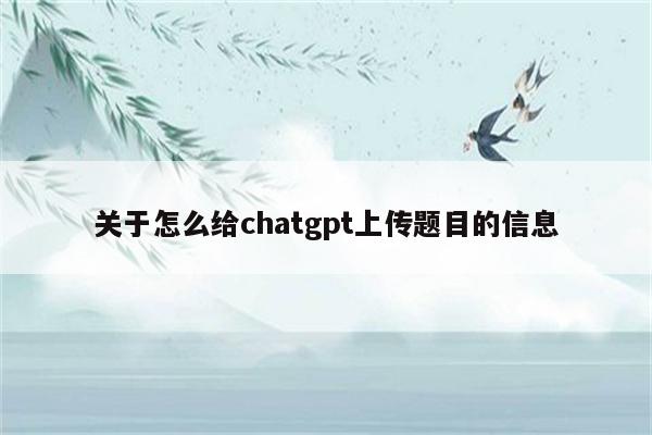 关于怎么给chatgpt上传题目的信息