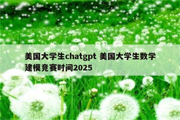 美国大学生chatgpt 美国大学生数学建模竞赛时间2025